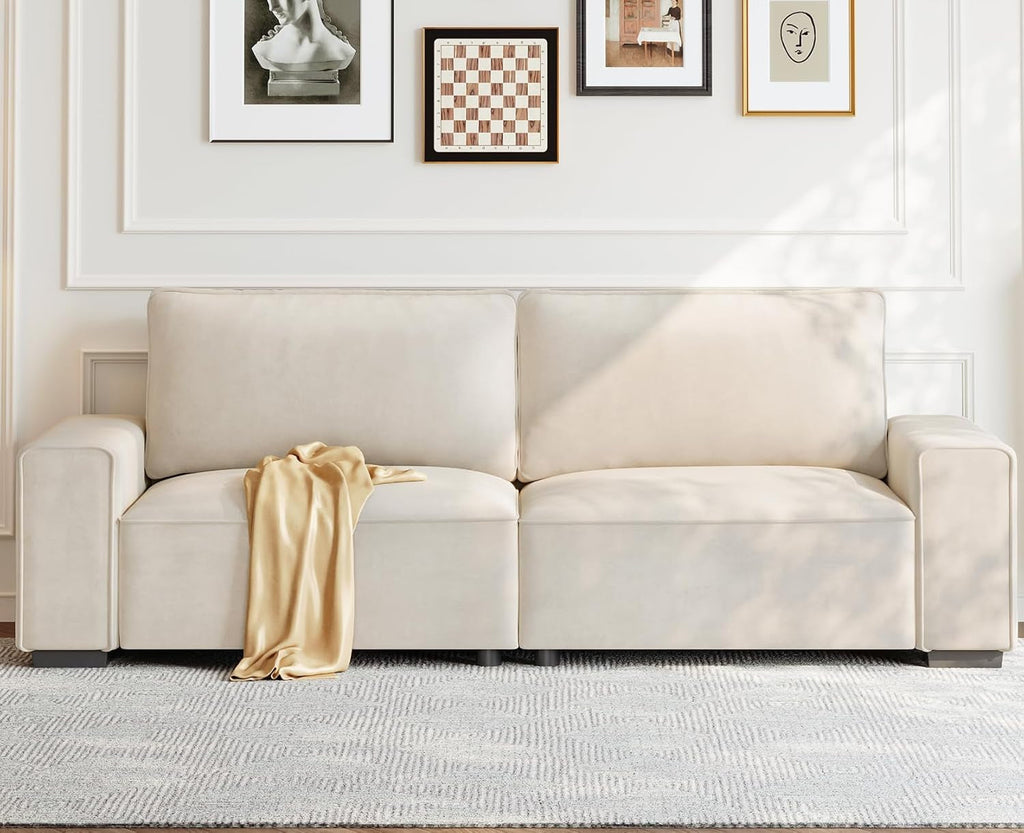 Eighty FiveInch Beige Sofa Modern Living Room Furniture