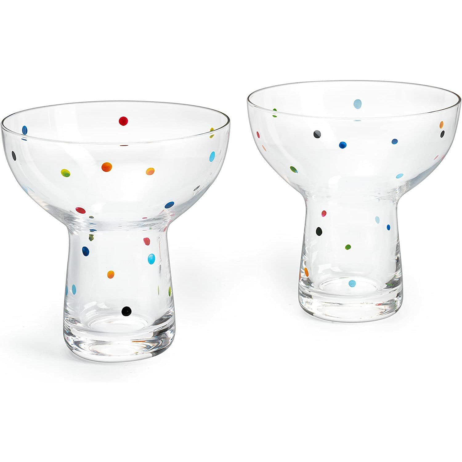 Hand Blown Margarita Glass – (Polka Dot Vintage Design)