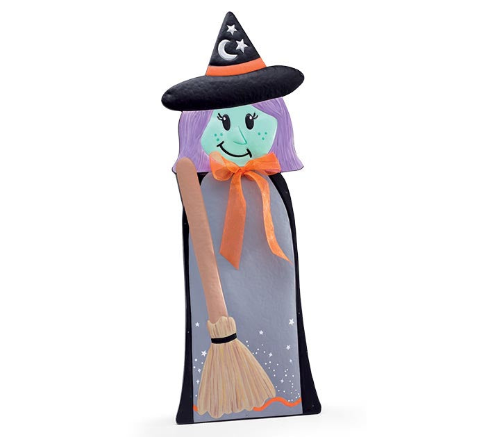 30" WOODEN WITCH PORCH SIGN WITH TIN OVERLAY