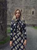 Buttoned Cardigan-Black/White Plaid
