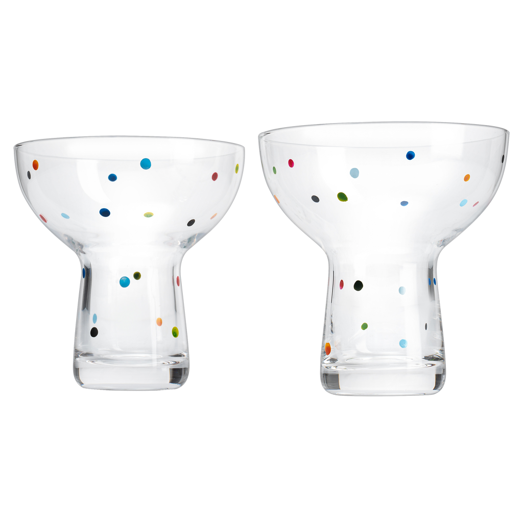 Hand Blown Margarita Glass – (Polka Dot Vintage Design)