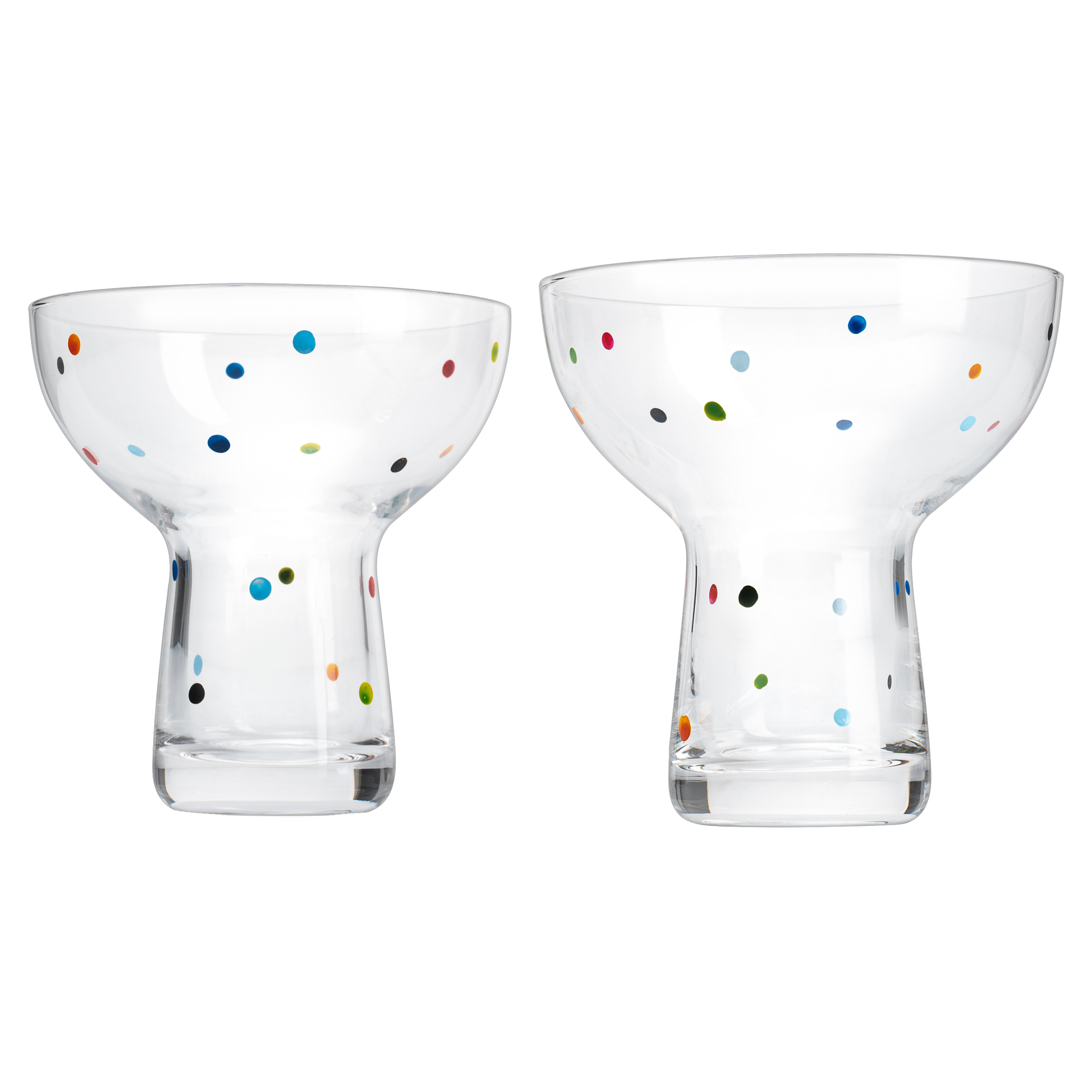Hand Blown Margarita Glass – (Polka Dot Vintage Design)