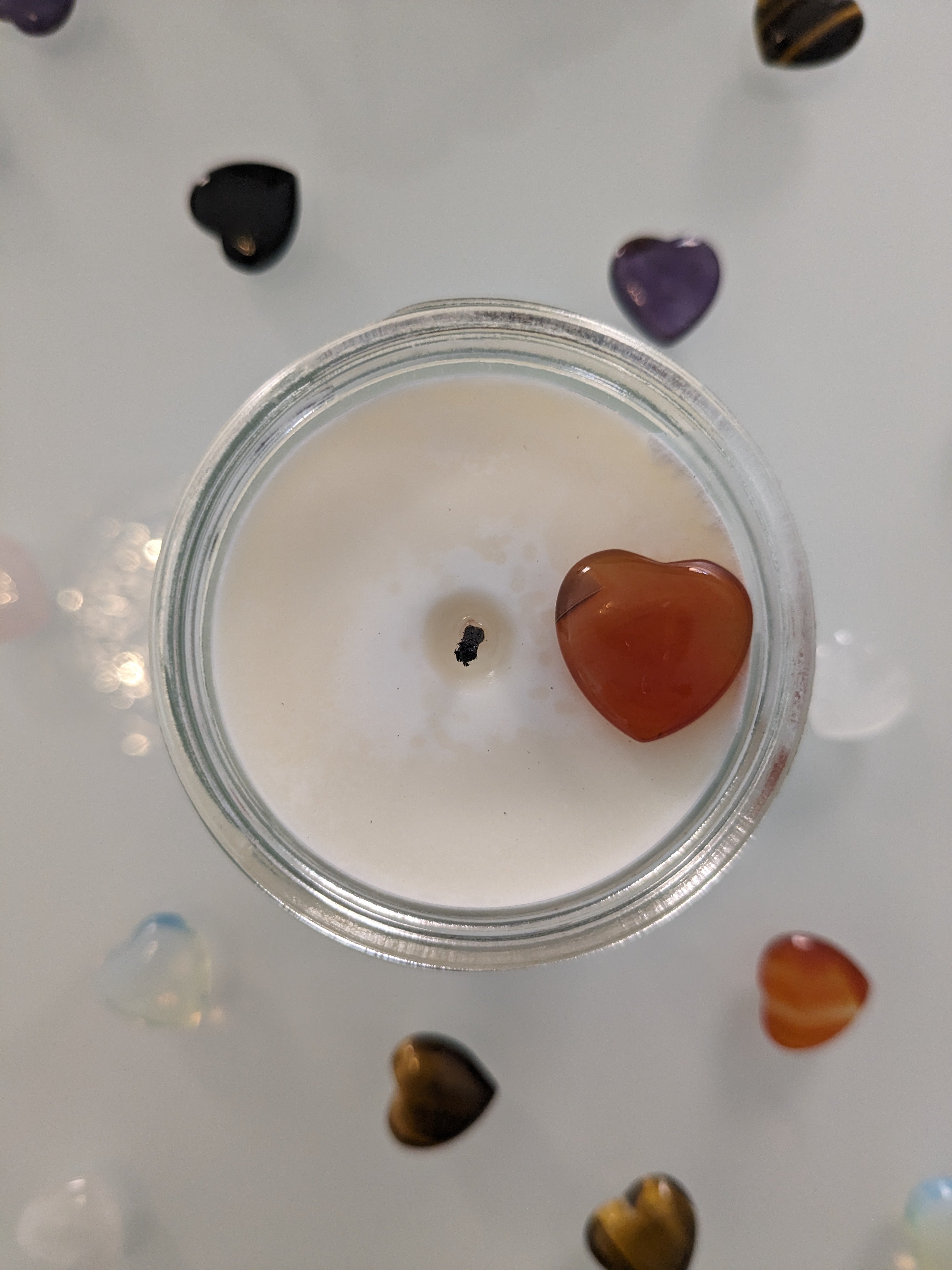 KREATIVITÄT & SELBSTVERTRAUEN - Karneol Kristall Duftkerze - Bergamotte | Kaschmir - Heilende Kerze, Edelsteine, Reiki, Kristall, Stein, Heilung, Reinigung, Meditation, Geschenk