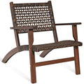 3 Pieces Outdoor Wooden Patio Rattan Furniture Set