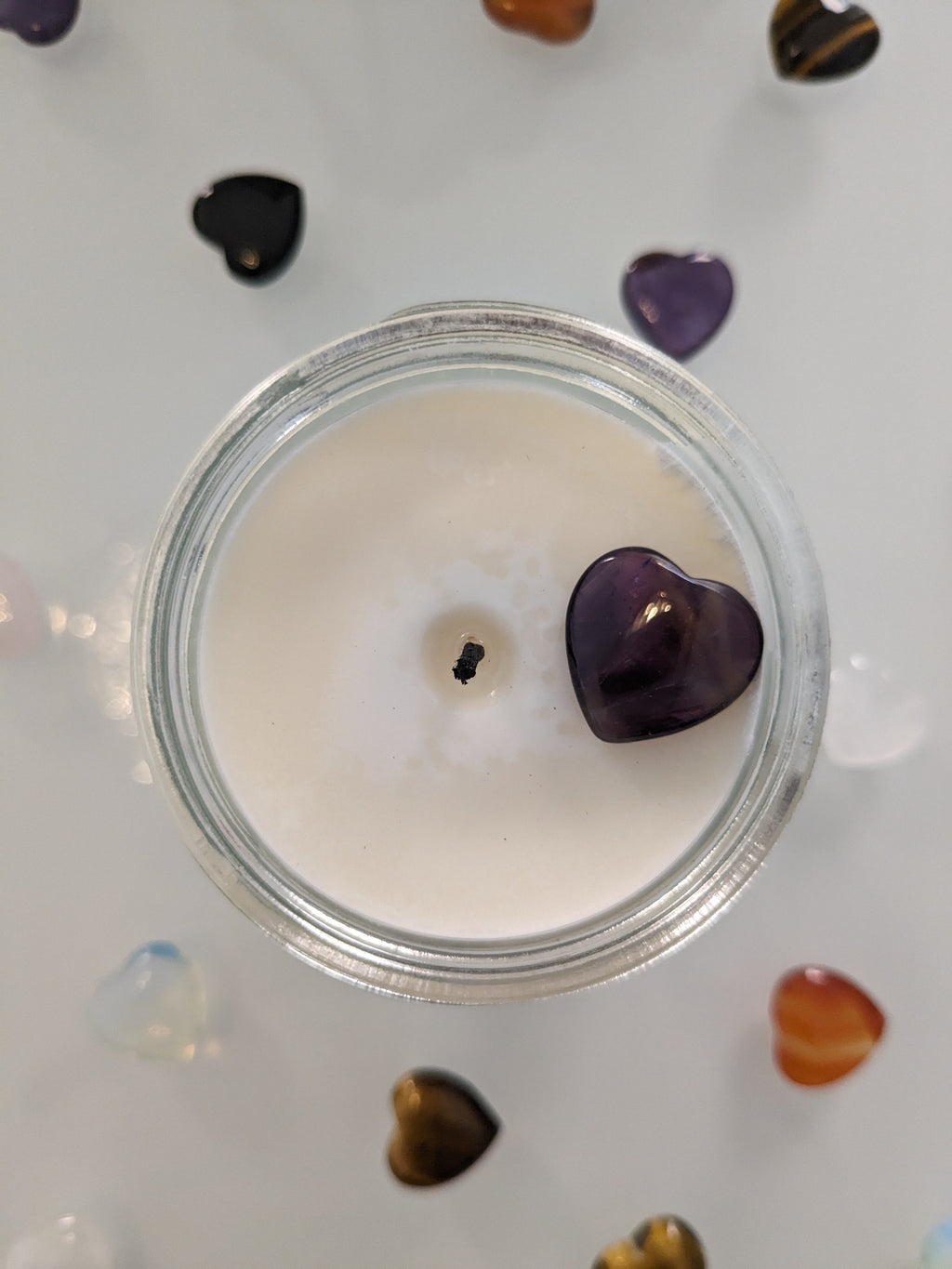 BLOCKIERT NEGATIVITÄT - Obsidan Kristall Duftkerze - Amber | Myrrhe - Heilende Kerze, Edelsteine, Reiki, Kristall, Stein, Heilung, Reinigung, Meditation