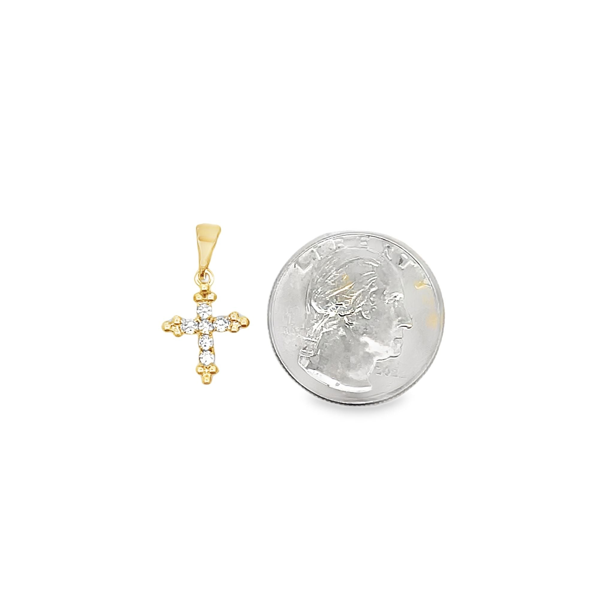 Small Christian Cross Crucifix with CZ Stones (A105)