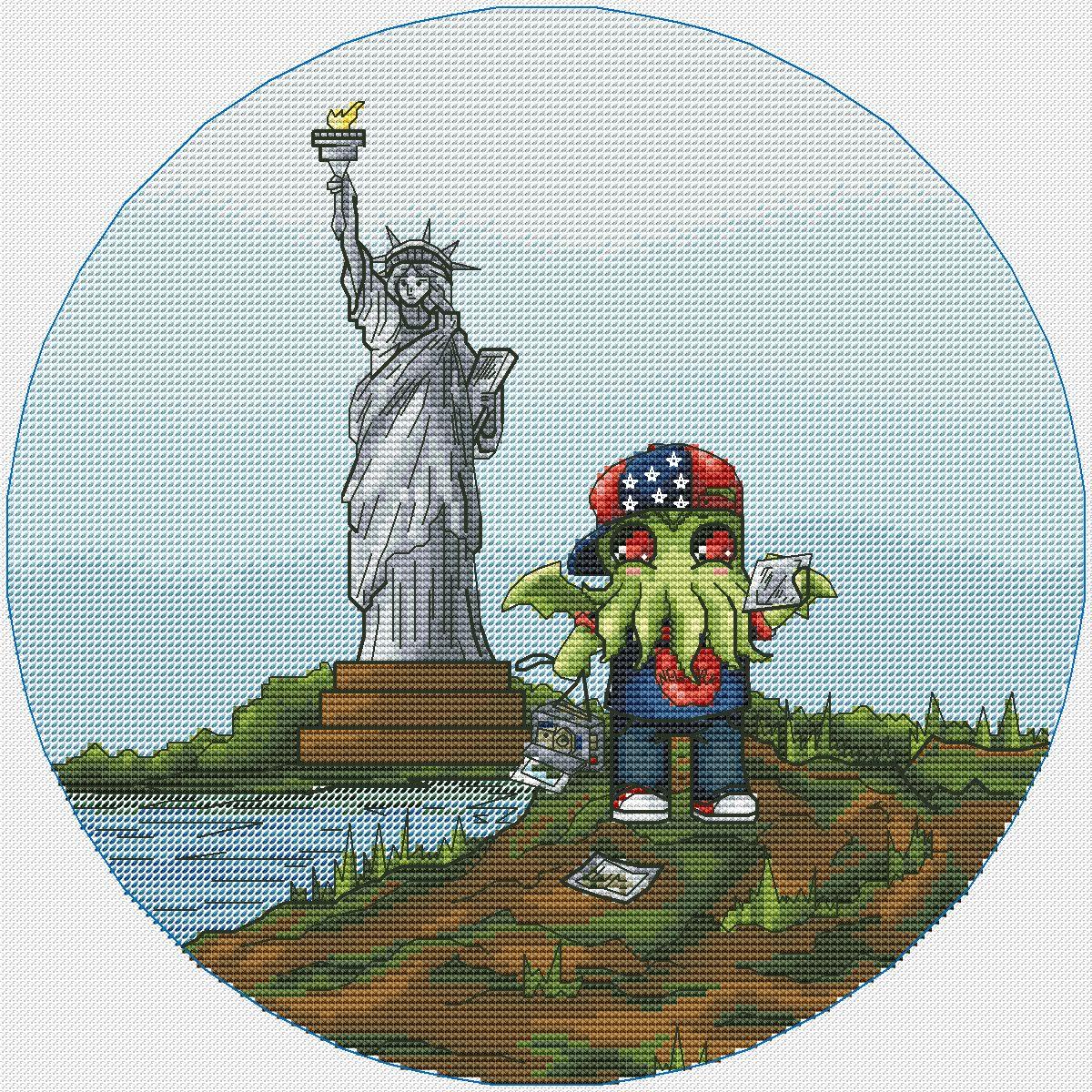 Cthulhu in America - PDF Cross Stitch Pattern