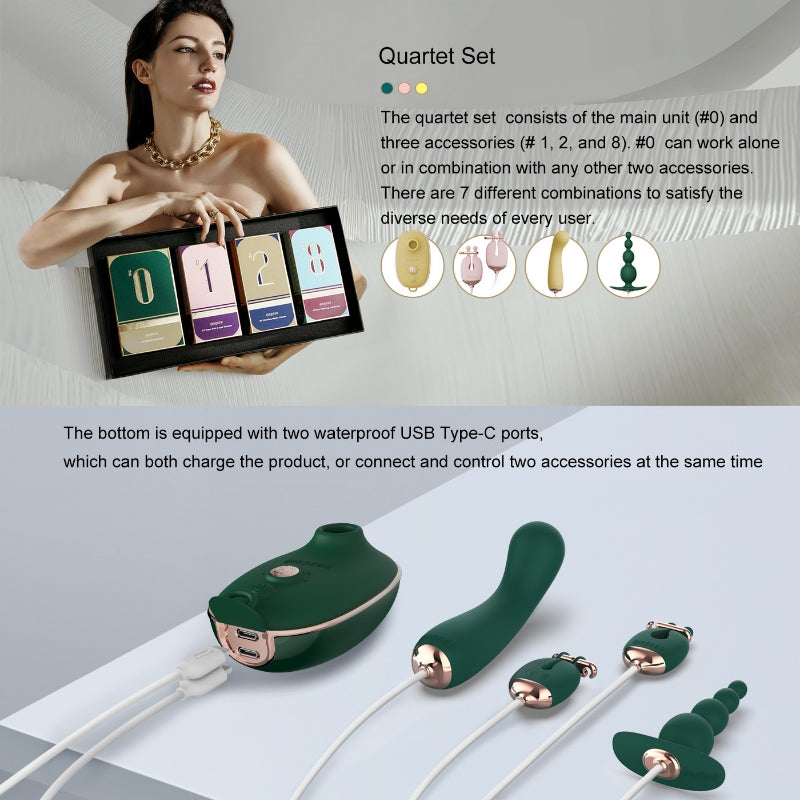QINGNAN Quartet Sex Toy Kit for Clit, G-Spot, Anal & Nipples